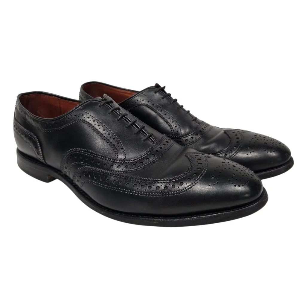 Allen Edmonds McAllister Oxford Men 11.5 D Black Leather Wingtip 6205 Shoes Vtg